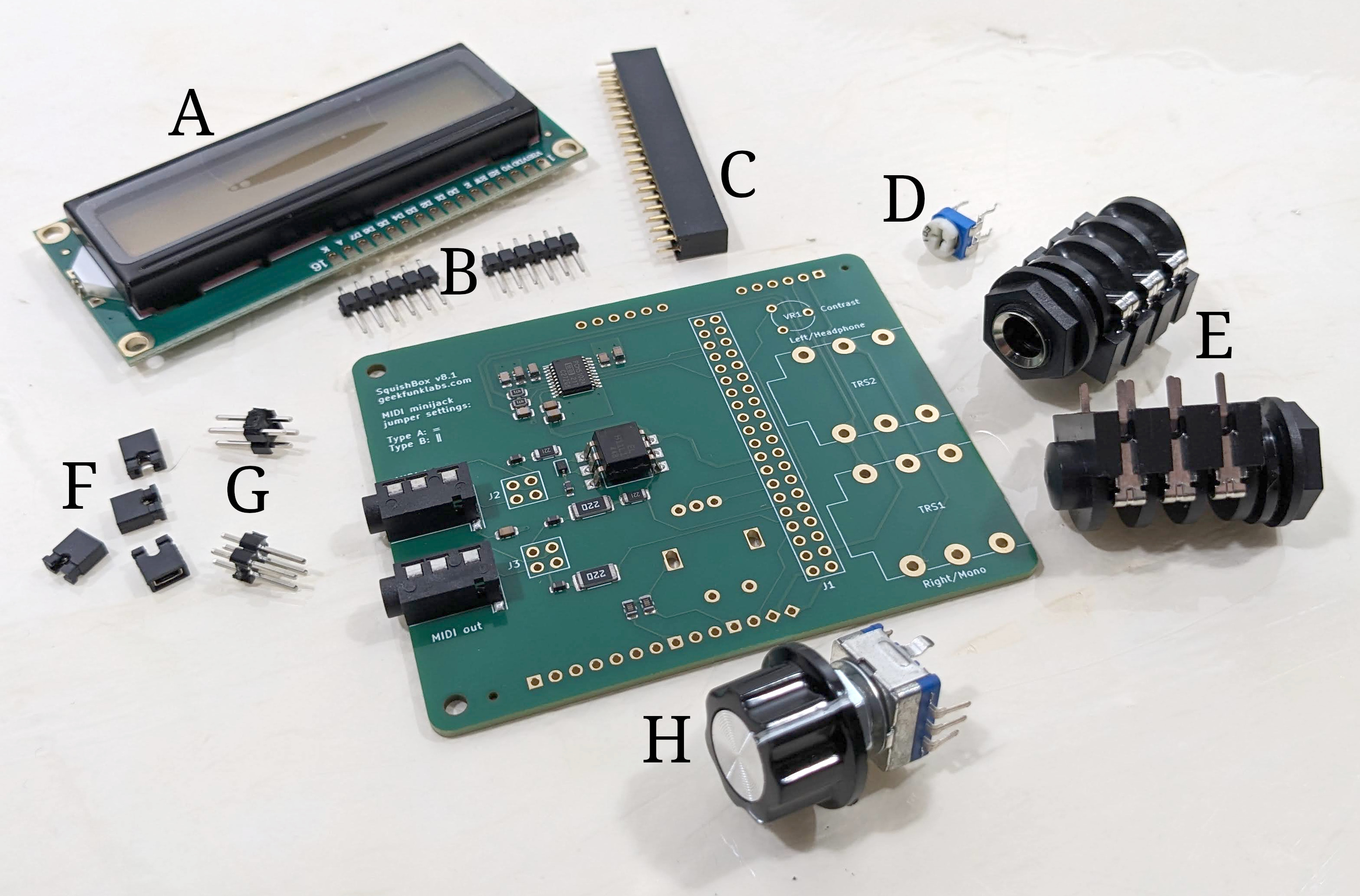 Photo of SquishBox kit components